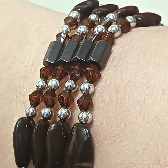 Palm Beach Jewelry Magnetic Hematite Wrap Fashion Bracelet Vintage 90s - Picture 3 of 7